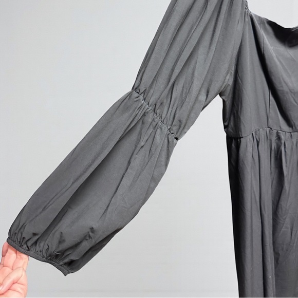 PrettyGarden Black Smocked Babydoll Dress XXL Lantern Sleeve Fit Flare - Picture 10 of 16